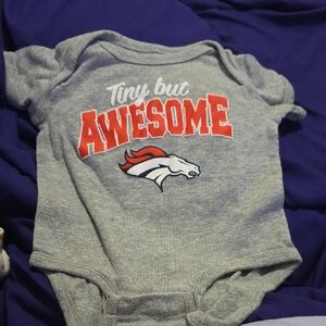 Grey 'Tiny but AWESOME' Broncos Baby Bodysuit